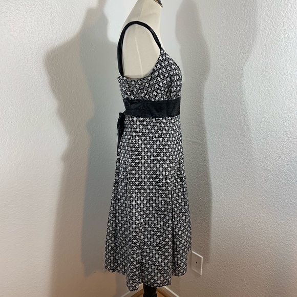 🌹New List🌹NWT Vintage 1990s AB Studio Black & White Geometric Pattern Midi Dress - Picture 5 of 6